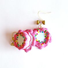 Sweet Multicolor Party Jewelry, Cute Party Earrings For Mother's Day, Playful Pink Party Jewelry, Playful Pink Jewelry For Party, Cute Earrings For Mother's Day Party, Pink Jewelry With Matching Earrings For Birthday, Handmade Polymer Clay Jewelry For Birthday, Birthday Dangle Earrings Made Of Polymer Clay, Pink Polymer Clay Birthday Earrings