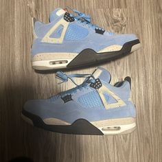 Has Been Worn A Handful Of Times University Blue Jordans 4s, Air Jordan 4 Retro University Blue, Blue Lace-up Air Jordan 4 With Cushioned Footbed, Jordan 4 Military Blue, Air Jordan 4 Military Blue, University Blue, Mens Shoes Sneakers, Shoes Sneakers, Men's Shoes