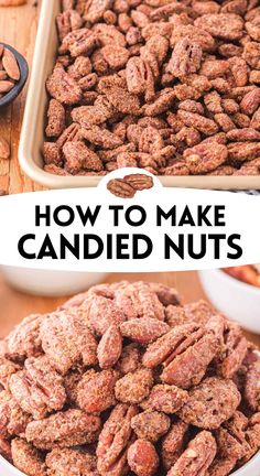 how to make candied nuts in the oven and then put them in baking tins