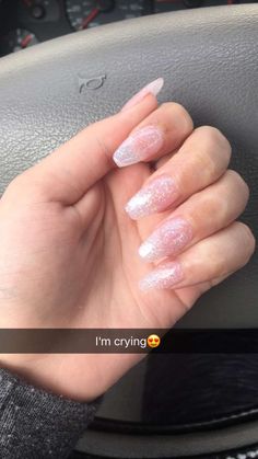 Sparkly Acrylic Nails, Clear Glitter Nails, Nails Sparkly, Acrylic Coffin Nails, Clear Acrylic Nails, Nails Homecoming, Acrylic Coffin, Almond Acrylic Nails, Nails Almond