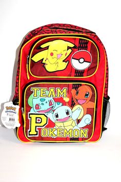 NWT Team Pokemon Backpack Great School or hiking backpack Solid YKK Main Zipper Approx. 16" by 12" Thanks! Terms of Sale Please email us with any questions before bidding or buying. We select quality name brand items and thoroughly review each item in order to formulate an accurate description in the best possible fashion.  We sell items in a variety of conditions, however we utilize text and pictures to describe each item as honestly and as thoroughly as possible.  We note any known imperfectio Red Bags For School And End Of School Year, Red Student Backpack For End Of School Year, Red Rectangular Backpack For Back To School, Casual Red Rectangular Backpack, Red Backpack For Students, Back To School, Red Student Backpack For Back To School, Red Backpack For Travel And End Of School Year, Casual College Bags For End Of School Year, Red Rectangular Student Backpack