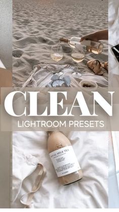 a collage of photos with the words clean lightroom presets on them