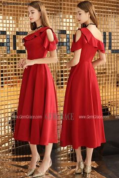 Semi Formal Red Tea Length Party Dress Aline Ref#BLS97048 at GemGrace. #HomecomingDresses Shop now to get $10 off. Pro custom-made service for wedding dress, formal dress. View Homecoming Dresses,Red Homecoming Dresses,Semi Formal Dresses for more ideas. Click to shop now! #BuyableHomecomingDresses Semi Formal Dresses Long, Dresses Semi Formal, Trendy Dress Styles, Red A Line Dress, Strapless Chiffon Dress, Pleated Party Dress, One Shoulder Bridesmaid Dresses, Homecoming Party, Strapless Prom Dresses