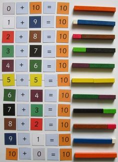 several different colored pencils arranged on top of each other with numbers in the middle