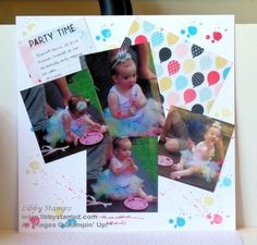 a birthday card with photos of babys on it, and the words party time