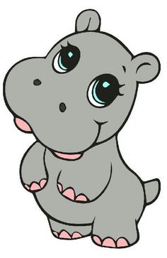 a cartoon hippo with big eyes sitting down