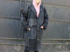 BLACK patchwork ripped denim coat . Oversize black robe . | Etsy Urban Black Distressed Outerwear, Distressed Black Outerwear For Streetwear, Black Distressed Outerwear For Streetwear, Black Distressed Winter Outerwear, Distressed Black Winter Outerwear, Oversized Distressed Grunge Outerwear, Oversized Distressed Black Outerwear, Distressed Long Sleeve Outerwear For Alternative Fashion, Distressed Edgy Oversized Outerwear