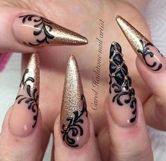 Ongles Bling Bling, Stiletto Nail Art, Nail Art Glitter, Stiletto Nails Designs, Black Nail Designs, Super Nails, Luxury Nails