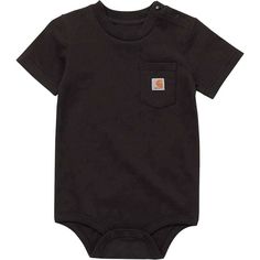 Kids' Short Sleeve Pocket Bodysuit (Infant) | Spring Sale Casual Relaxed Fit Short Sleeve Bodysuit, Casual Black Short Sleeve Cotton Bodysuit, Casual Black Cotton Short Sleeve Bodysuit, Casual Solid Color Short Sleeve Onesie, Casual Short Sleeve Onesie, Carhartt Baby Girl, Carhartt Kids, Kids Carhartt, Baby Girl Shorts