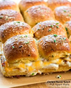 Chicken Bacon Ranch Pull Apart, Pull Apart Rolls Recipe, Pull Apart Rolls, Buttery Rolls, Guacamole Salsa, Low Fat Cheese, Cheesy Bacon, Slider Recipes, Chicken Bacon Ranch