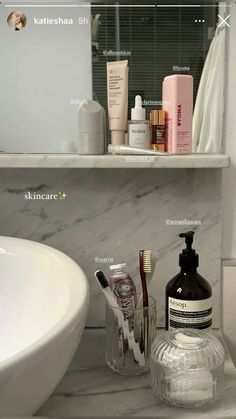 Bathroom Counter Aesthetic, Bathroom Counter, Pretty Skin Care, Bathroom Inspiration Decor, Humble Abode, Bathroom Organisation, Apartment Living, New Room, 인테리어 디자인