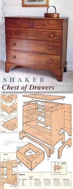 the chest of drawers is shown with instructions to make it look like an old dresser