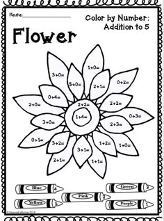 a coloring page with flowers and numbers on it