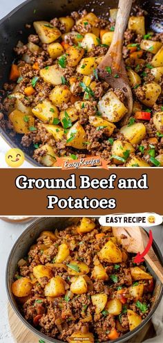 Savor the rich, fulfilling flavors of Ground Beef and Potatoes. This robust dish combines simple, hearty ingredients that fill your kitchen with aromas of home-cooked goodness, making it the perfect meal for family dinners. #HeartyMeal #BeefAndPotatoes #FamilyDinner Easy Dinner Recipes With Ground Meat, Quick Recipes With Potatoes, Hearty Filling Meals, Hamburger Recipes With Potatoes, Filling Ground Beef Recipes, Potatoes With Ground Beef Recipes, Ground Beef Potatoes And Green Beans, Dinner With Chopmeat, Home Cook Meals Dinners