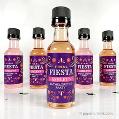 five bottles of festa are lined up against a white background