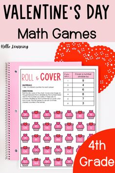 valentine's day math game with cupcakes on it