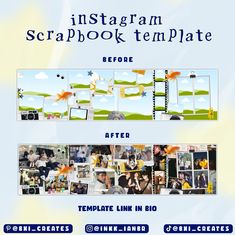 the instagramr scrapbook template is shown