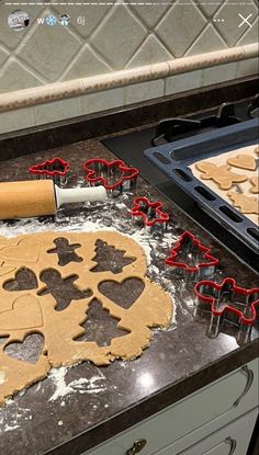 cookie cutters are laying on top of a kitchen counter