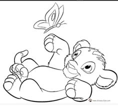 a cartoon bear laying down with a butterfly on its nose