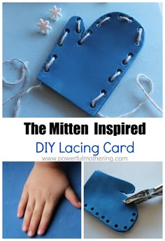 the mitten inspired diy lacing card is an easy and fun activity for toddlers