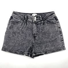 New Rewind Denim Shorts Black Acid Wash High Rise Zip And Double Button Fly Closure 4-Pocket Design Belt Loops Thick Denim With Mild Stretch. Size 9/29w Refer To Measurements Below To Ensure Accurate Fit Before Purchase! 12" Rise 14.5" Waist (29" Circumference) 19" Hips 3" Inseam 12"Thighs 13.5" Full Length From Waist To Hem Measurements Made With Garment Laying Flat. Brand New, Never Worn Condition Without The Original Tags. No Rips, Tears, Stains, Holes Or Other Notable Flaws. Clean And From A High Rise Black Jean Shorts With Button Closure, High Waist Casual Jean Shorts With Button Closure, Casual Jean Shorts With Button Zip Fly, High Rise Washed Black Bottoms With Button Closure, High Waist Button Closure Jean Shorts, Trendy High Waist Jean Shorts With Button Zip Fly, Trendy High Rise Jean Shorts With Button Closure, Trendy High-waisted Jean Shorts With Button Zip Fly, Trendy Dark Wash Bottoms With Snap Buttons