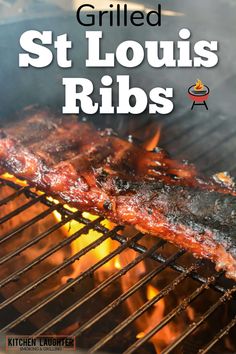 grilled st louis ribs on the grill with text overlay