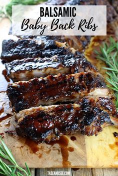 balsamic baby back ribs on a cutting board