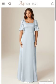 a bridesmaid in a light blue dress with ruffles on the shoulders