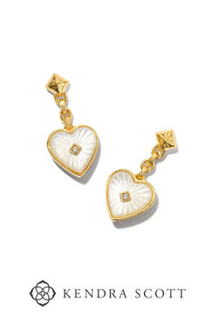 Is there anything cuter than dainty hearts? With the Adalynn 18k Gold Vermeil Heart Drop Earrings in Ivory Mother-of-Pearl, we think not. Carved lines branch out from a white sapphire center, creating a bursting heart design that’s sure to turn heads. Dainty yet full of detail, these quality drop earrings are totally crush-worthy. White Heart-shaped Pearl Charm Earrings, White Pierced Heart Earrings For Valentine's Day, White Pierced Earrings For Valentine's Day, White Valentine's Day Earrings, White Heart Cut Earrings For Valentine's Day, White Heart-cut Earrings For Valentine's Day, White Heart Charm Drop Earrings, White Dainty Earrings With Heart Charm, White Heart Charm Dangle Earrings