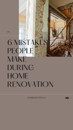 the front cover of a book with an image of a house under construction, and text that reads 6 mustanes people mark during home renovation