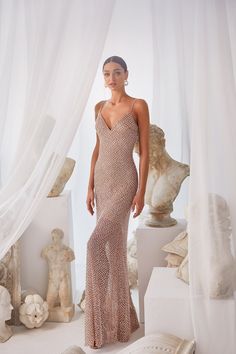 Elsa - Nude Alamour The Label, Evening Wear Dresses, Wedding Dress Guide, Dress Guide, Beaded Gown, Long Bridesmaid Dresses, Buy Now Pay Later, Guest Outfit, Aphrodite