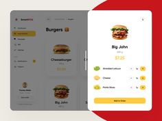 the burger app is designed to look like it's coming out of an iphone