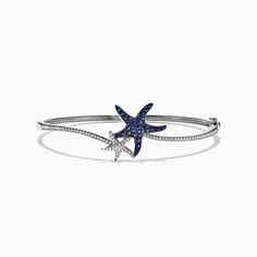 Effy Seaside 14K Gold Blue Sapphire & Diamond Starfish Bracelet, 1.06 TCW Elegant Blue Starfish Charm Jewelry, Elegant Blue Jewelry With Starfish Charm, Blue Star-shaped Jewelry For Formal Occasions, Formal Blue Star-shaped Jewelry, Wedding Jewellery Designs, Starfish Bracelet, Preppy Jewelry, Gems Bracelet, Luxe Jewelry