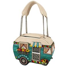 A Little Campy Beaded Camper Top-Handle Bag – Mary Frances Accessories Creative Bag, Summer Purses, Crossbody Handbags