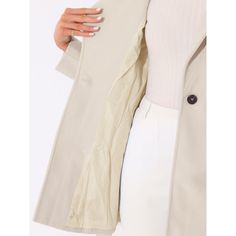 This coat turns casual outerwear into a fashion-forward statement. Step out in style on even the dreariest days with the one-button belted long coat. Those neutral colors on this belted coat with wide lapels maintain a grounded, mature style that will never go out of fashion. Paired well with a crossbody for a day out. Team it with pumps and a bold red lip for an evening look. Khaki Collared Outerwear For Office, Solid Pea Coat With Button Closure For Fall, Khaki Fall Outerwear For Office, Spring Fitted Pea Coat With Notch Lapel, Trendy Notch Lapel Outerwear For Office, Khaki Outerwear For Office In Fall, Fitted Solid Color Pea Coat, Trendy Office Outerwear With Notch Lapel, Trendy Business Casual Outerwear