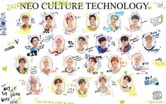 an image of a group of young men with faces drawn on them and the words neo culture technology