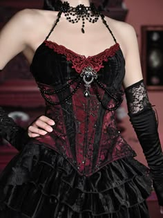 ❤dutchess gothic velvet long-tail belted suspender tulle dress suit❤︎ Goth Corset, Burlesque Corset, Velvet Clothes, Romantic Goth, Suspender Dress, Gothic Outfits, Goth Outfits, 가을 패션, Dress Suits