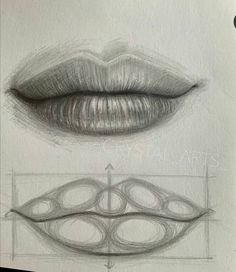 a pencil drawing of two lips with different angles