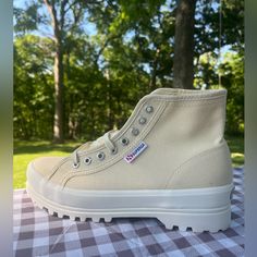 Supergabrand Newcream/Beige Canvas Combat Boots/Hi-Top Sneakers, Unisex Design- Us Women’s Sz 8, Men’s Sz 6.5, Eu Sz 39 ”Luxury” Brand Superga~People’s Shoes Of Italy Save$$ And Bundle! Any Items Totaling <5lbs= Just Pay 1-Item Shipping!! Trendy Beige Canvas Shoes For Streetwear, Casual Beige High-top Canvas Shoes, Sporty Beige Canvas Shoes For Spring, Cream Round Toe Canvas Shoes, Sporty Cream Canvas Shoes For Spring, Cream Sporty Canvas Shoes For Spring, Cream High-top Canvas Shoes, Casual High-top Cream Canvas Shoes, Casual Cream High-top Canvas Shoes