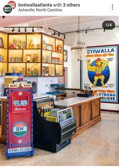 an image of a store with many items on the counter and in front of it