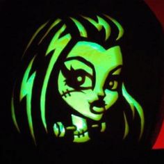 a carved pumpkin with an image of a woman's face