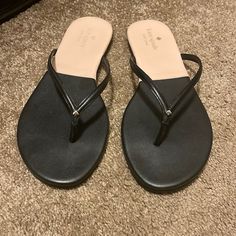 Kate Spade Flip Flops. Size 10. Worn Only A Few Times, Excellent Condition. Selling To Clean Out My Closet. Paid $65 Brand New. Kate Spade Casual Leather Sandals, Casual Kate Spade Leather Sandals, Kate Spade Black Sandals For Spring, Trendy Black Non-slip Flip Flops, Slip-resistant Black Flip Flops For Vacation, Black Non-slip Flip Flops For Vacation, Black Slip-on Flip Flops For Beach, Non-slip Black Flip Flops For Beach, Kate Spade Shoes