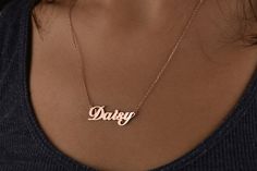 You can customize this personalized name jewelry with a name/ word of your choice. #PersonalizedNecklace #SilverNecklace #CustomNecklace #PersonalizedJewelry #PersonalizedGift #NameNecklace #initialnecklace #letternecklace #bridesmaidgift #goldnecklace #christmasgift #valentinesdaygift #romanticgifts #etsyseller #etsyjewelry #mothergift #birthdaygift #giftsforbestfriend #giftforher Personalized Rose Gold Stainless Steel Name Necklace, Rose Gold Custom Necklace For Personalized Gift, Personalized Stainless Steel Name Necklace, Rose Gold Name Necklace In Stainless Steel, Customizable Rose Gold Necklace For Personalized Gift, Rose Gold Stainless Steel Name Necklace, Customizable Stainless Steel Name Necklace For Mother's Day, Customized Stainless Steel Name Necklace For Mother's Day, Custom Name Stainless Steel Necklace Gift