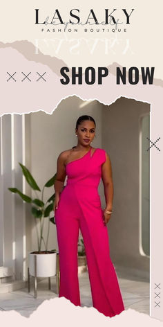 Lasaky – Chic and Alluring Sleeveless One-Shoulder High-Waisted Jumpsuit with a Fashionable Touch One Shoulder, Everyday Wear, Shop Now, Types Of Sleeves, Jumpsuit, Sleeve Length, High Waisted, How To Wear