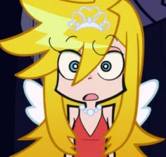 a cartoon girl with blonde hair wearing a tiara