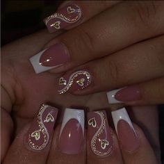 24pcs Minimalist Style French Short Coffin Shaped Heart Glitter White Rim False Nail Tips, Simple Design Suitable For Daily Use, Dating, Afternoon Tea, Going Out Burgundy Acrylic Nails, Bow Nail Designs, Shiny Nails Designs, Quinceanera Nails, Heart Glitter, Beauty Hacks Nails, Classy Nail Designs, Short Coffin, Girly Acrylic Nails