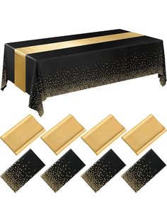 black and gold table cloths with matching place mats