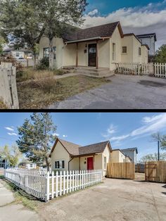 before and after photos of a home in the suburbs