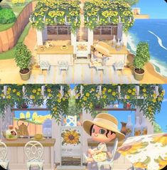 two screens showing different scenes from animal crossing