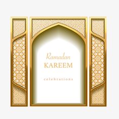 an ornate golden frame with the words raman karem celebrations in arabic letters on it